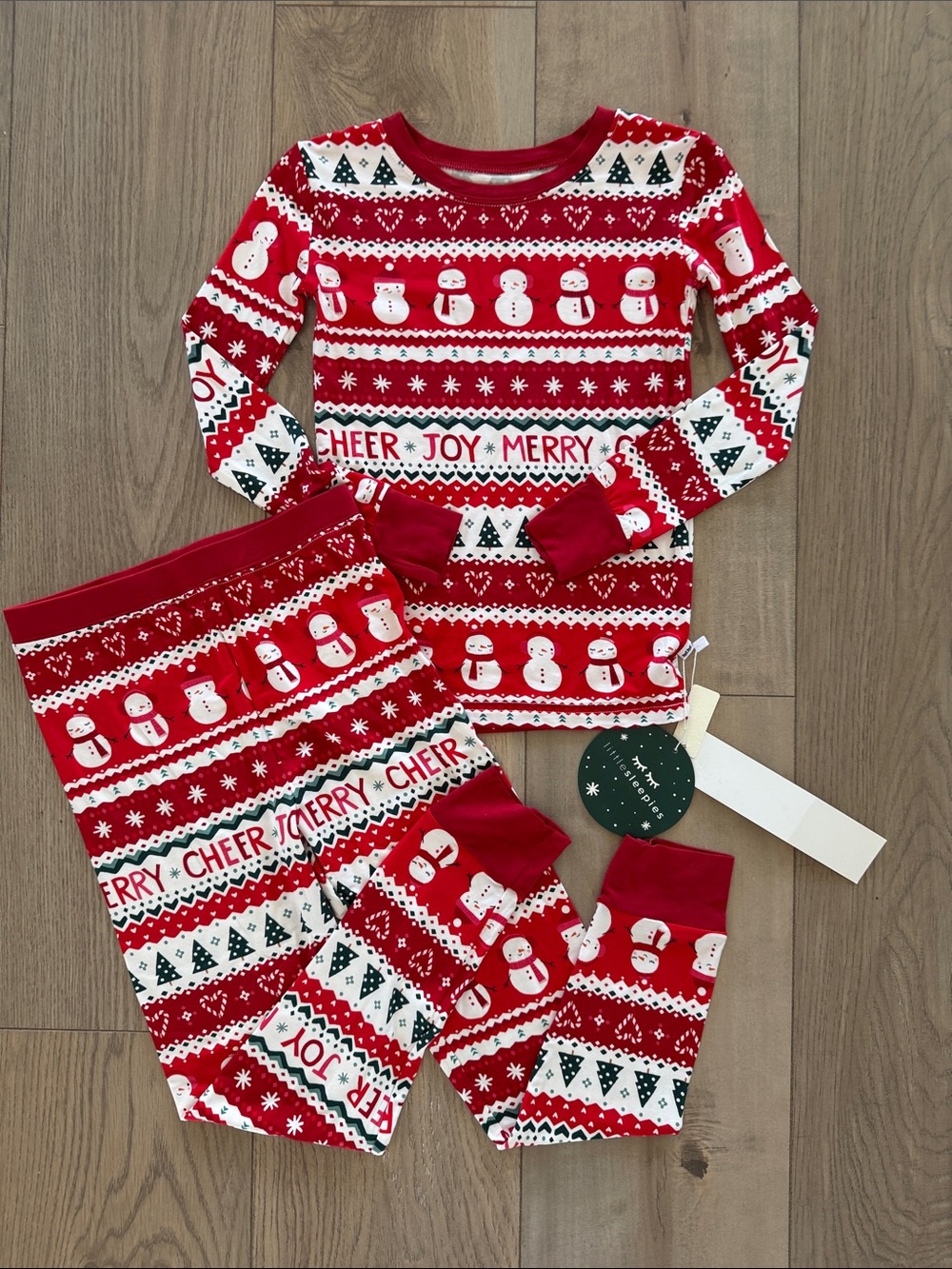 Little Sleepies Red Snowman 'Cheer Joy Merry' Holiday Pajama Set